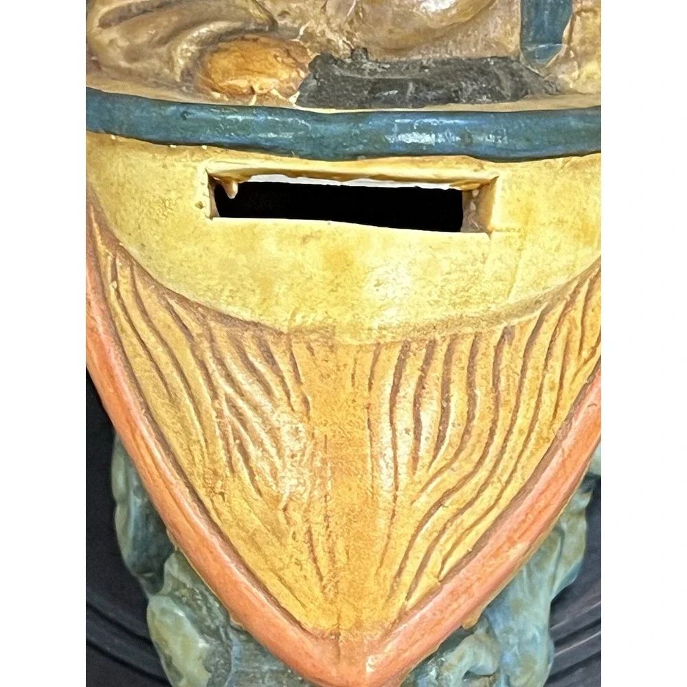 Vintage Ceramic‎ Coin Bank Rabbit In Boat (1217)